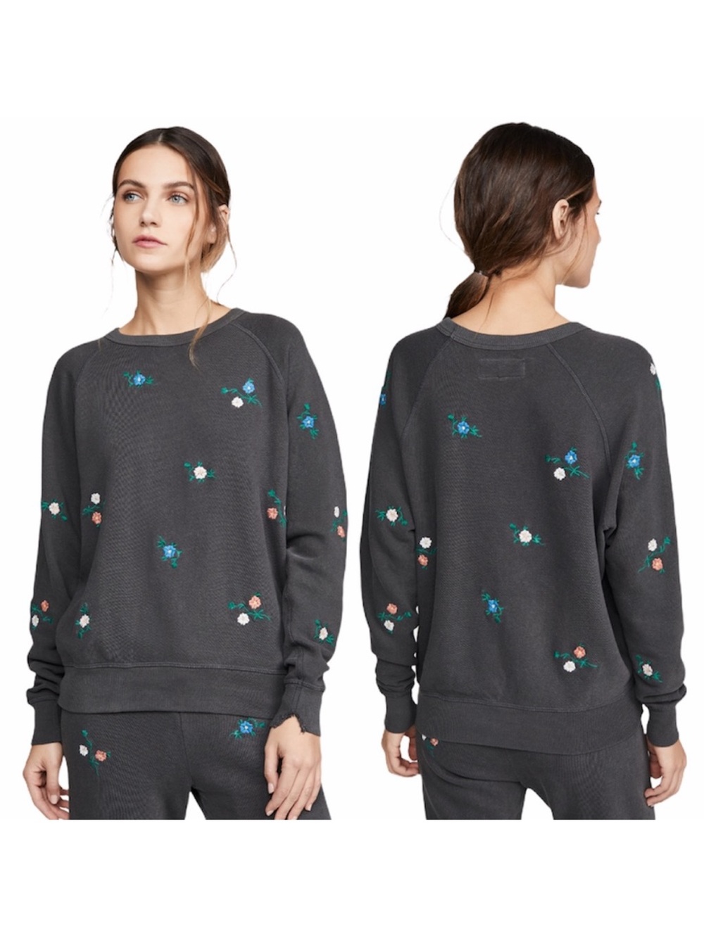 The GREAT. Floral Embroidered College Sweatshirt Size 1 or Small